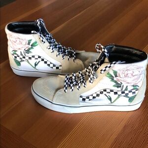Vans Unisex Women’s 10/Men’s 8.5 Checkered High-Top Sneakers - Rose Art